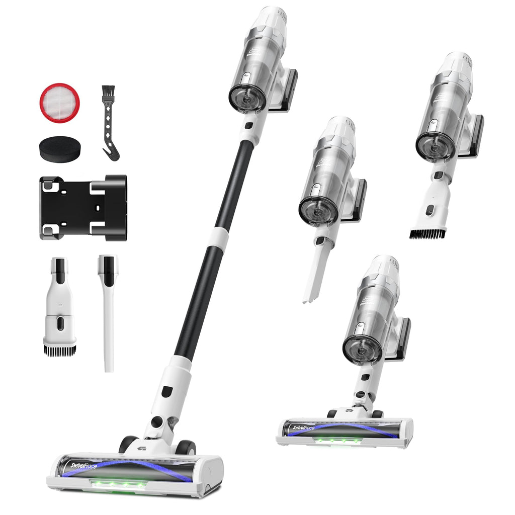 ElecKeys Cordless Vacuum Cleaner, 580W 48KPA 65Mins Vacuum Cleaners for Home, Self-Standing Anti-Tangle Vacuum with LED Display, Rechargeable
