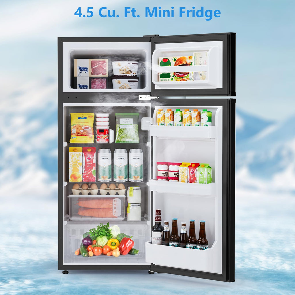 4.5 Cu.Ft Mini Fridge with Freezer, 2 Door Compact Refrigerator, Small Fridge with Adjustable Thermostat Energy Ultra Quiet, Mini Fridge Removable