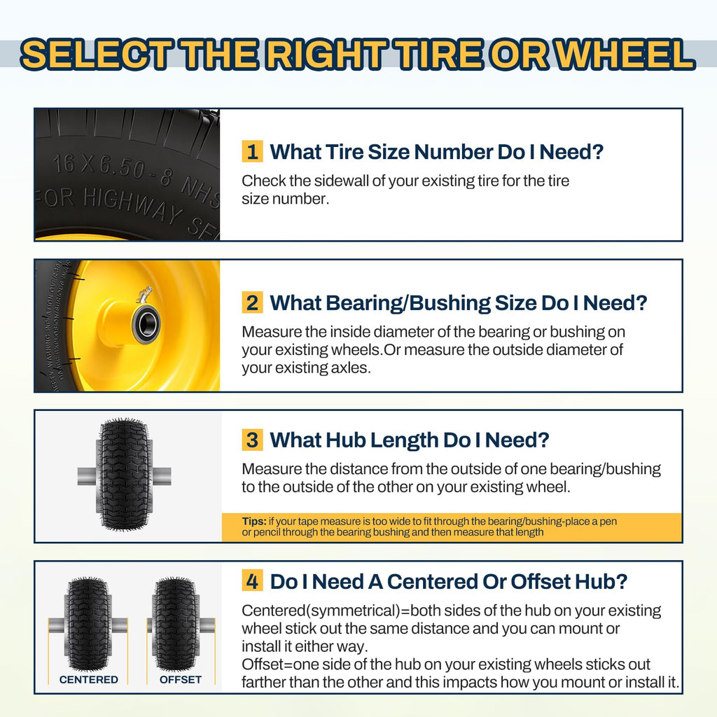 15x6.00-6 Flat Free Lawn Mower Tire and Wheel, 15x6-6 Front Tire Assembly