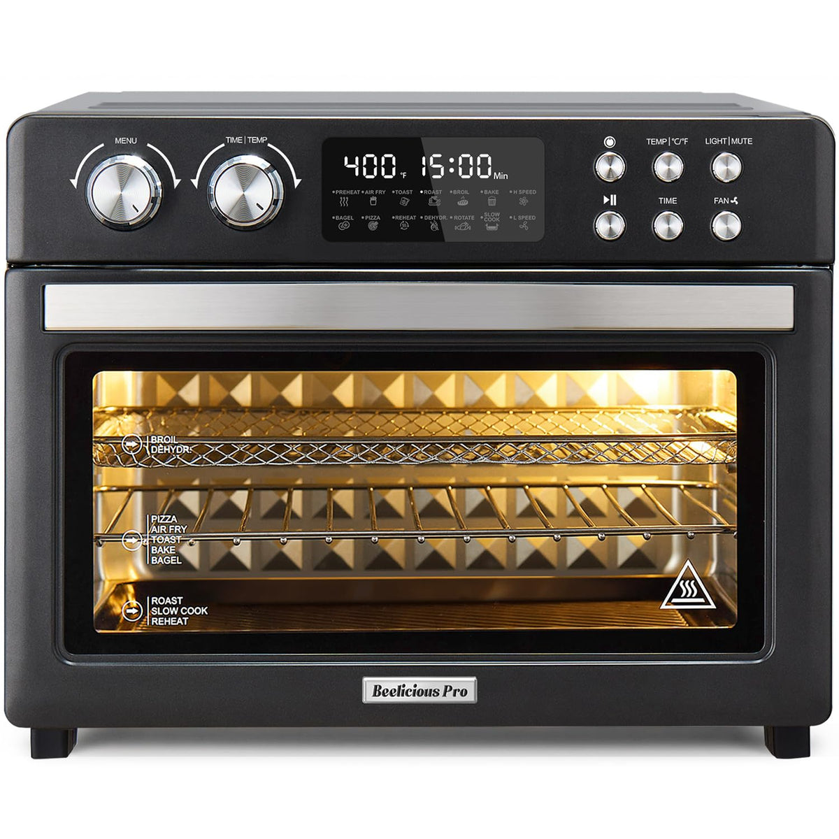28QT Air Fryer Toaster Oven Combo, Large 12-in-1 Convection Countertop Oven with 3-Layer Cooking, Rotisserie for Chicken, 6 Heating Tubes, Fast