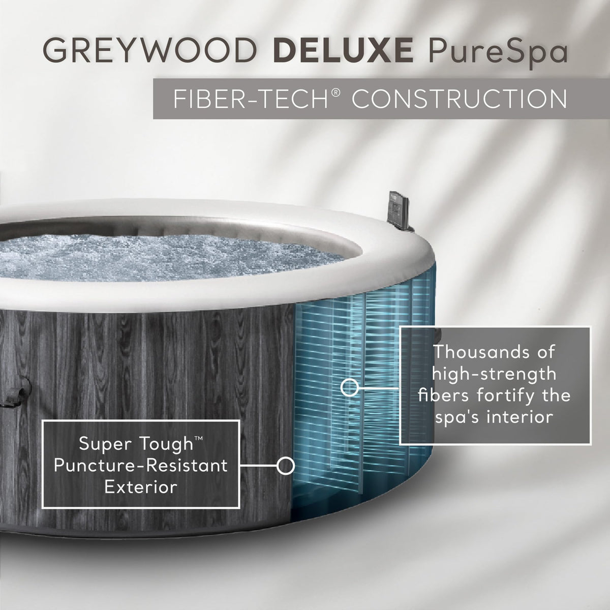 INTEX 28439EP PureSpa Greywood Deluxe Inflatable Spa Set: Includes Energy Efficient Cover C Spa Control App C Wireless Control Panel C 4 Person