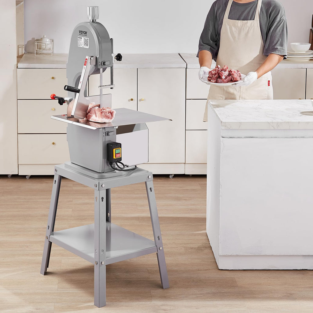 Commercial Electric Meat Bandsaw, 1500W Stainless Steel Countertop Bone Sawing Machine, Workbeach 19.3" x 15", 0.16-7.9 Inch Cutting Thickness