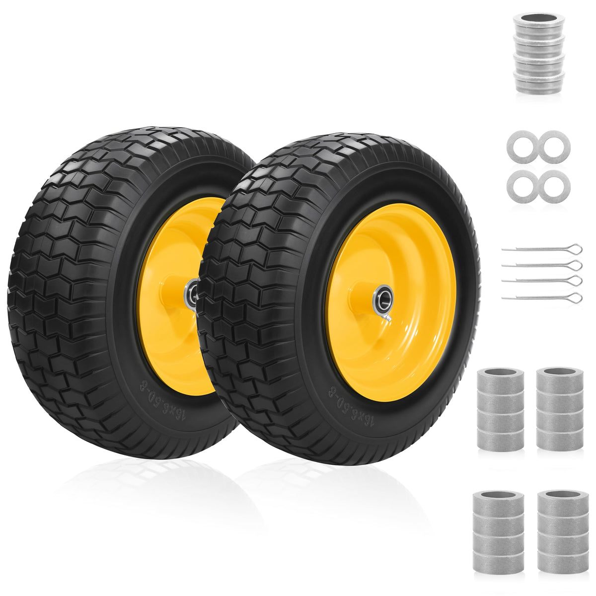 2-Pack 20x10.00-8 Tubeless Lawn Mower Rear Tire and Wheel Assembly, 4-Ply.