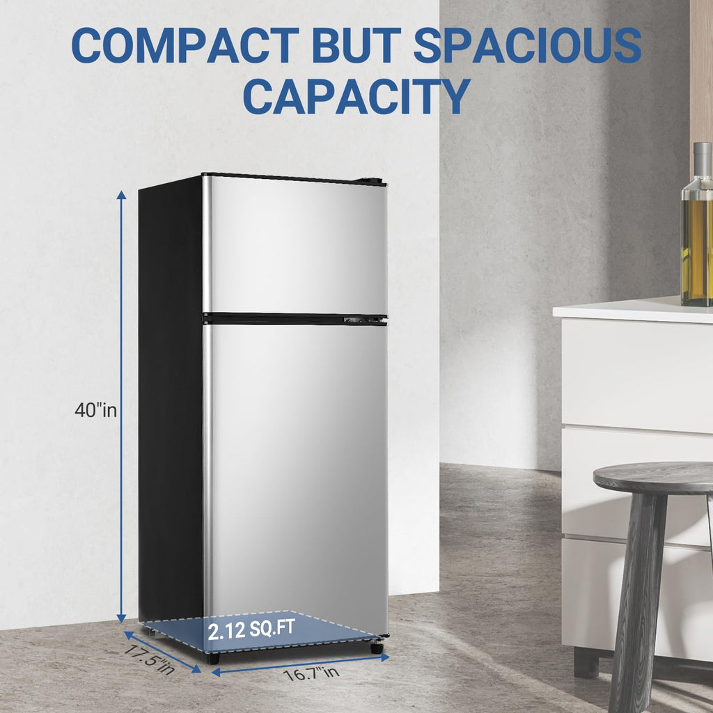 Mini Refrigerator with Freezer 4.0 Cu. Ft., Small Dorm Fridge with Freezer, Adjustable Thermostat Compact Fridge Freezers for Apartment, Dorm