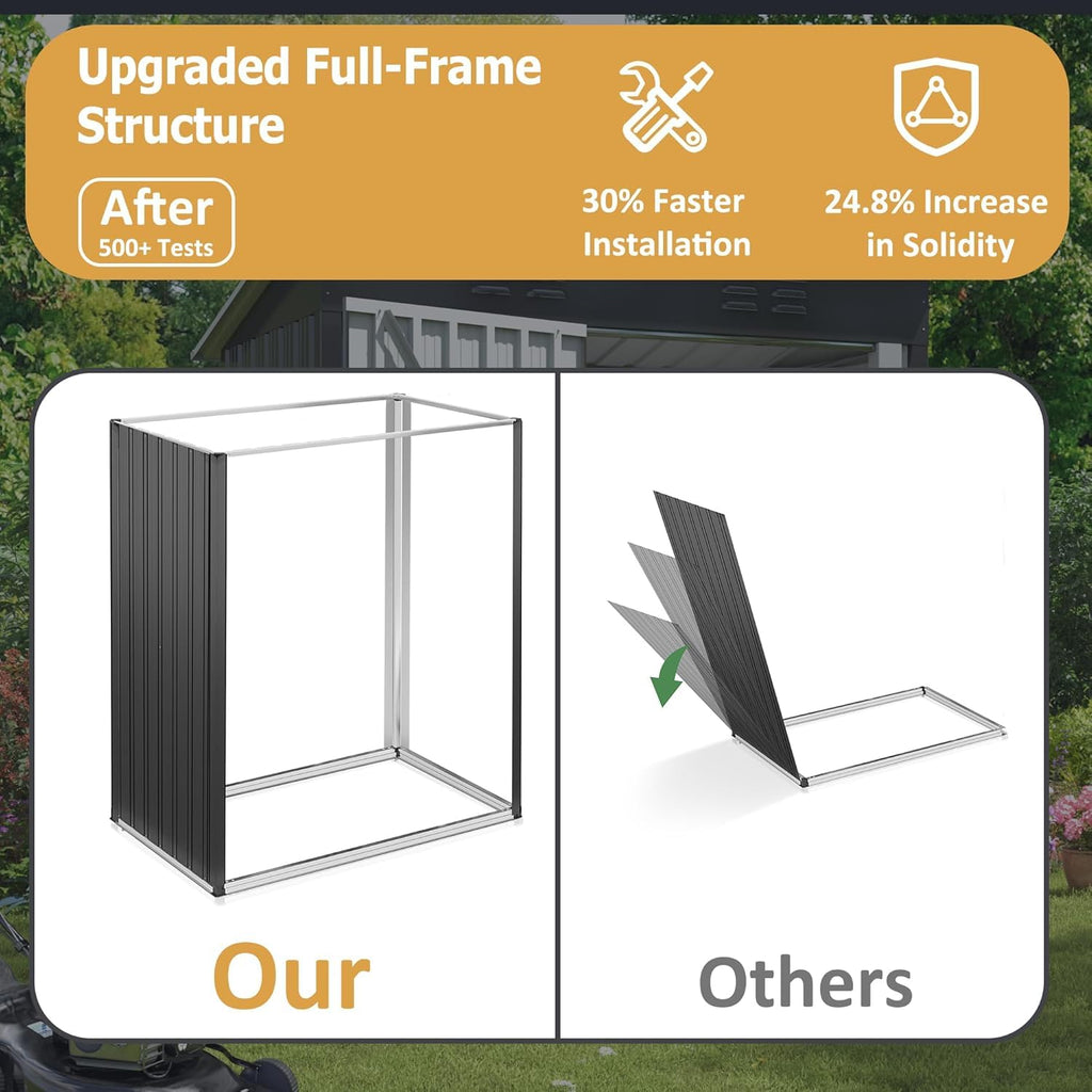 Polar Aurora 12x14 FT Outdoor Storage Shed, Garden Shed with Updated Frame Structure and Lockable Doors, Metal Tool Sheds for Backyard Garden Patio