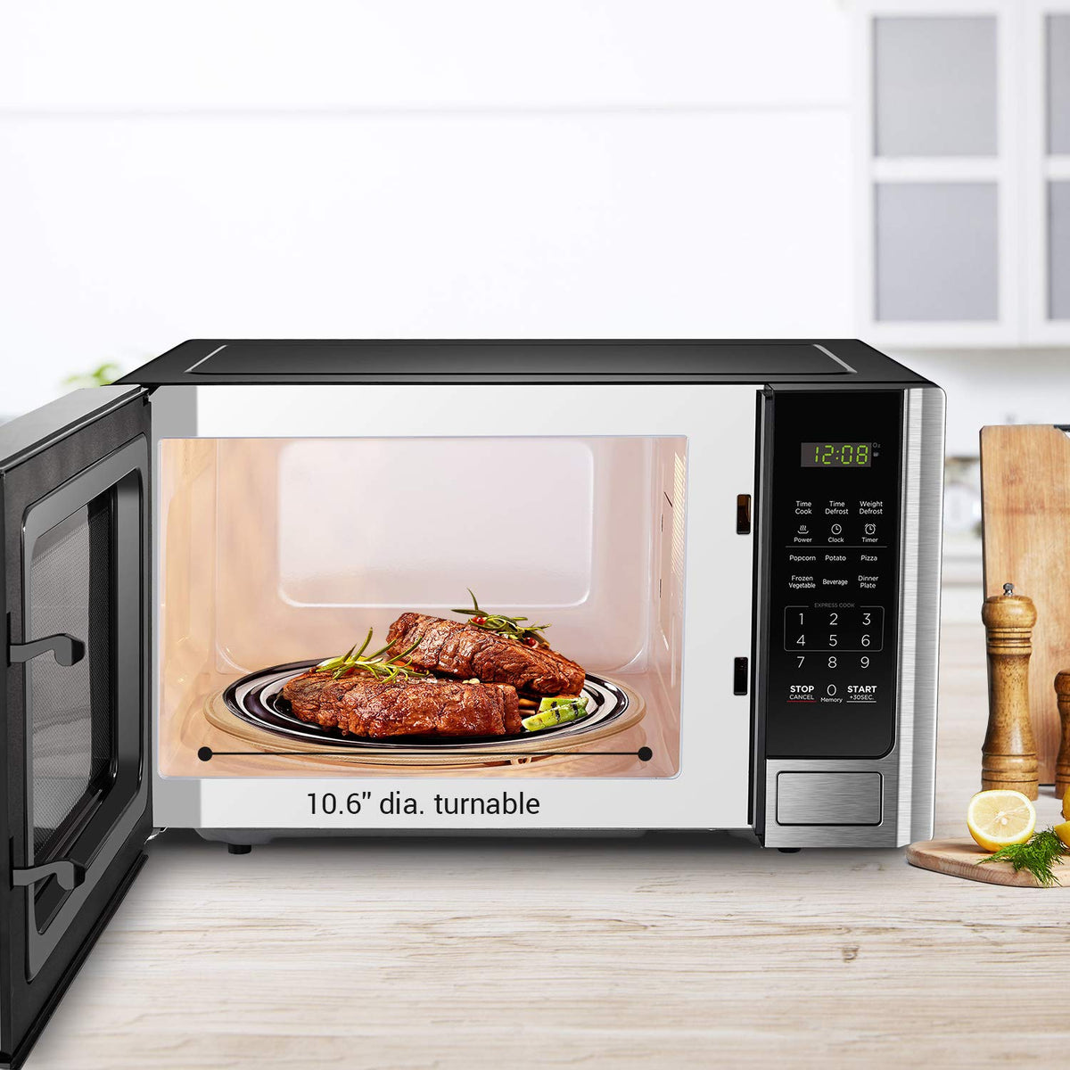 BLACK+DECKER EM044KB19 Over The Range Microwave Oven with One Touch, 1000 Watts, 400 CFM and Auto Cooking, OTR 1.9 Cu.ft