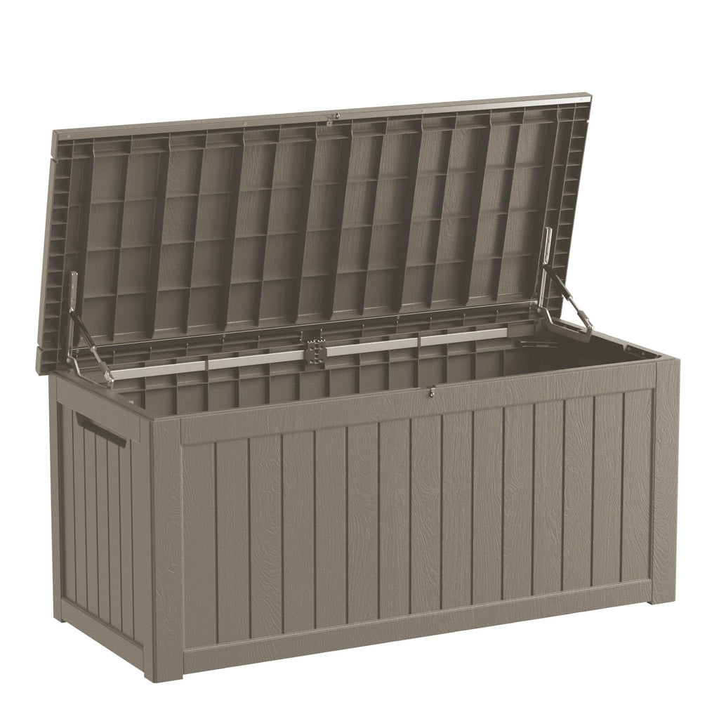 Mersco 320 Gallon Double-Wall Resin Deck Box - Lockable Waterproof Outdoor Storage Box, 1000lbs Capacity & Doubles as Seating for Patio Furniture