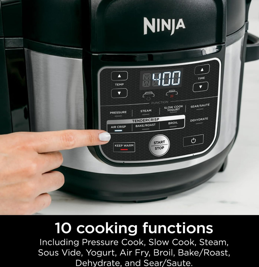 Ninja Foodi 10-in-1 Pressure Cooker & Air Fryer Combo, 6.5 Qt Stainless Steel Multi Cooker C Slow Cook, Steam, Bake, Roast, Dehydrate, Sear C Perfect