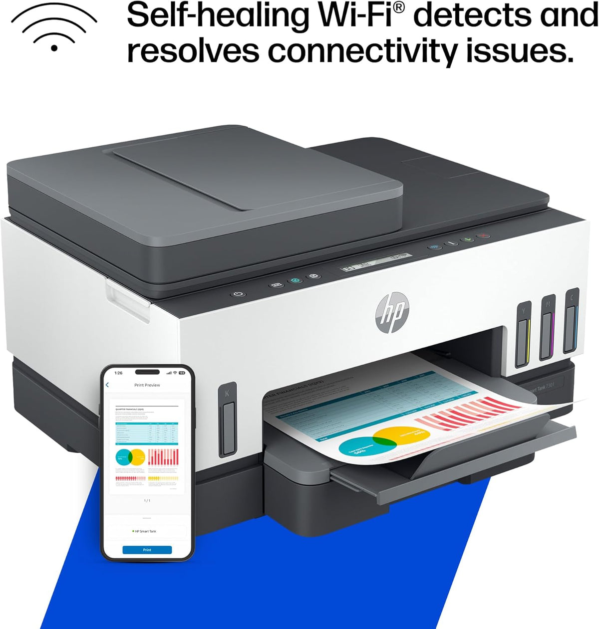 HP Smart Tank 7301 Wireless All-in-One Ink Tank Printer, Scanner, Copier with 2 Years of Ink Included, Best-for-Home Office, Cartridge-Free