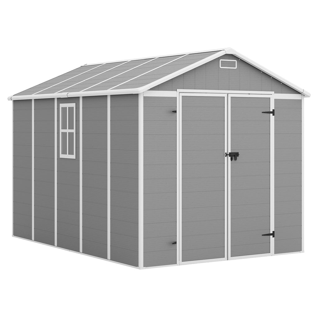 Amopatio 10x8 FT Storage Shed, Resin Shed with Floor Included, Plastic Sheds Outdoor Storage for Bike, Garden Tools, Sheds & Outdoor Storage with