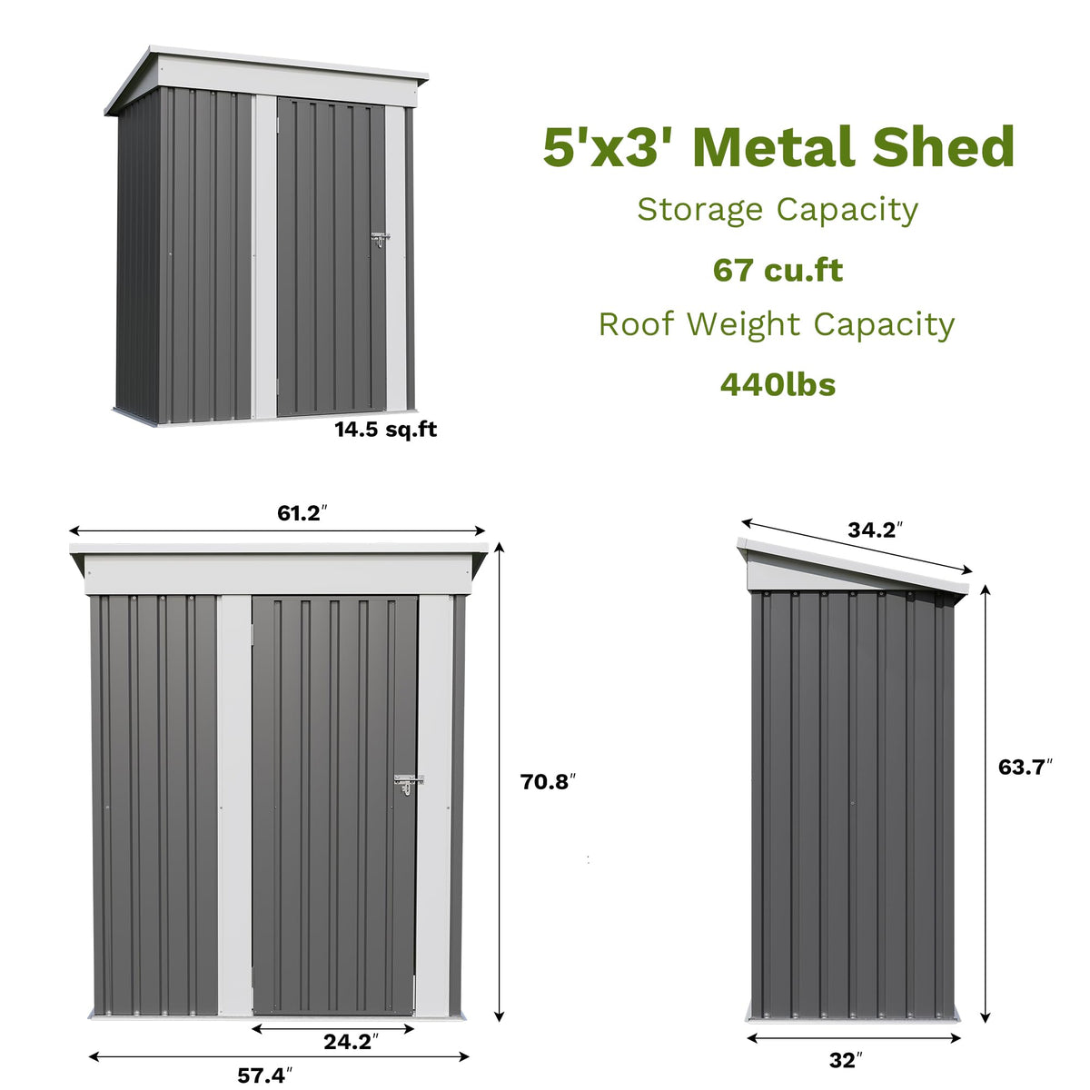 Patiowell 10 x 12 FT Metal Storage Shed for Outdoor, Steel Yard Shed with Design of Lockable Doors, Utility and Tool Storage for Garden, Backyard