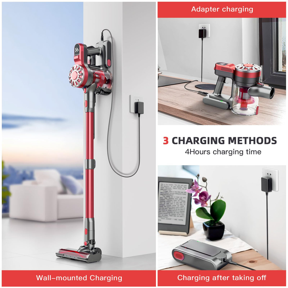 Cordless Vacuum Cleaner,Vacuum Cleaners for Home with Super Suction,Lightweight Stick Vacuum with 35 Mins Runtime,Rechargeable Cordless Vacuum for