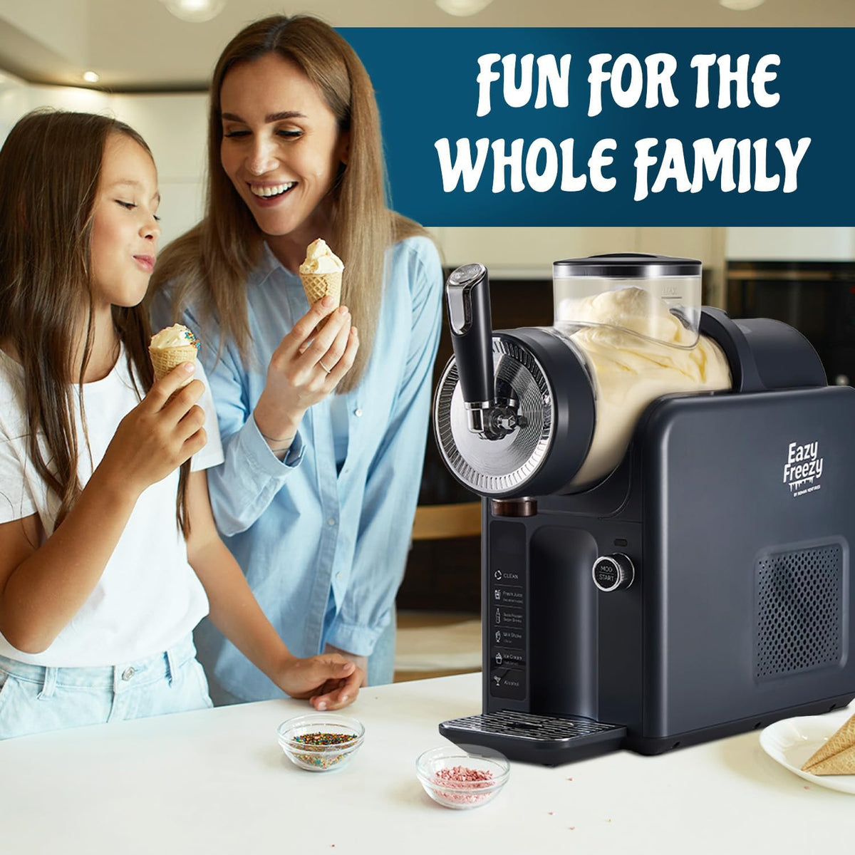 Slushie Machine for Home, No Ice Needed Professional Frozen Drink Maker & Soft-Serve Ice Cream Machine- 1.8 L Capacity Slushy Machine for Margaritas