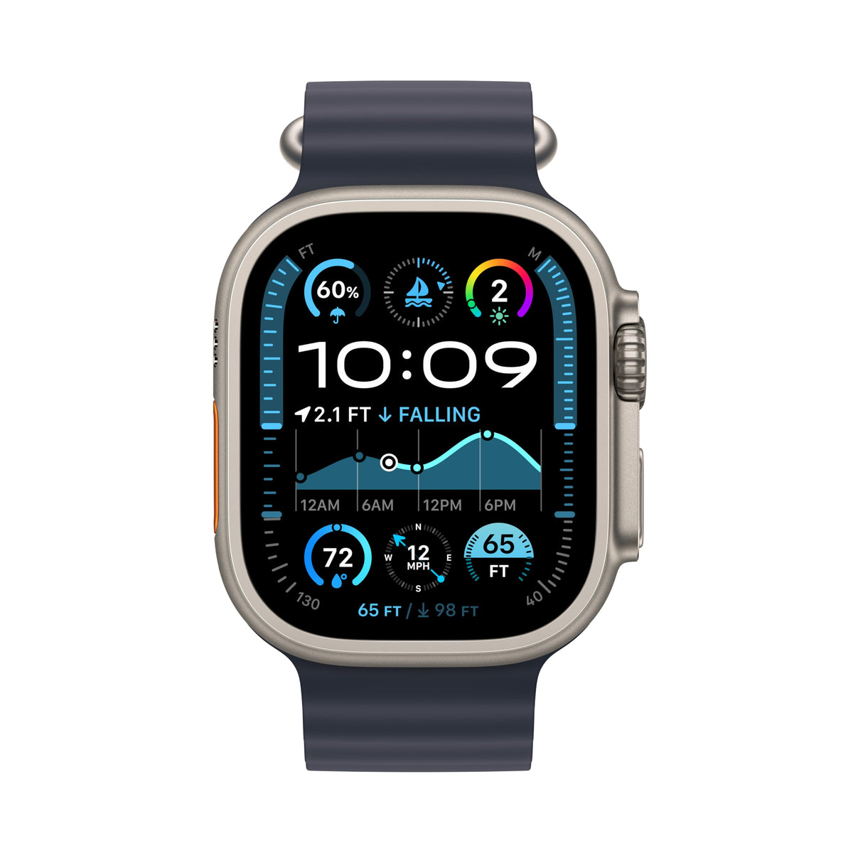Apple Watch Ultra 2 (GPS + Cellular, 49MM) - Black Titanium Case with Black Ocean Band (Renewed Premium)