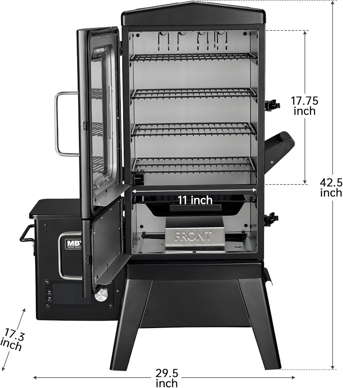 Vertical Pellet Smoker with Cover & Meat Probe, 4-Rack Electric BBQ Smoker Grill, 616 sq in Cooking Space, Digital LED Temperature Control for