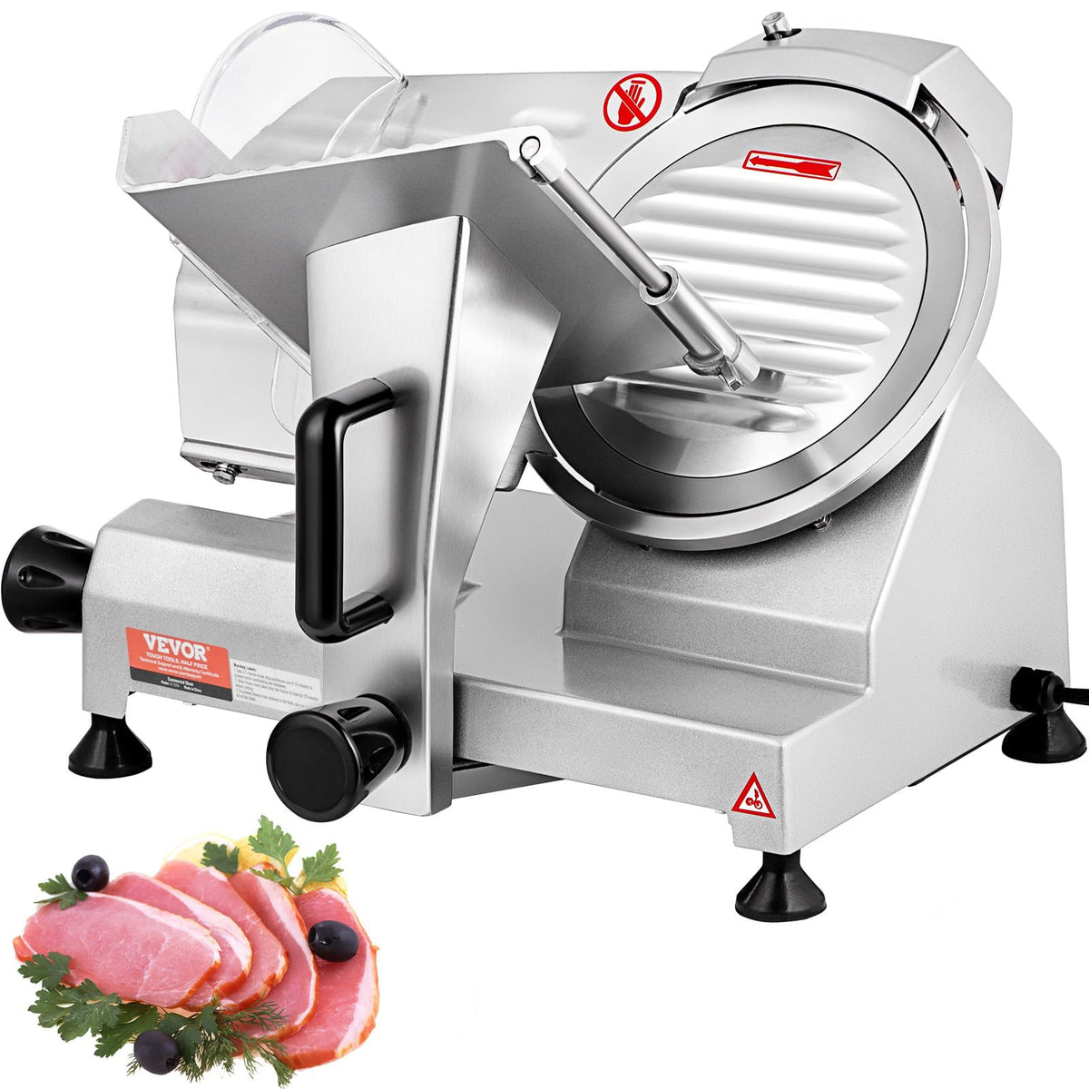 VEVOR Commercial Meat Slicer, 10 inch Electric Food Slicer, 240W Frozen Meat Deli Slicer, Premium Chromium-plated Steel Blade Semi-Auto Meat Slicer