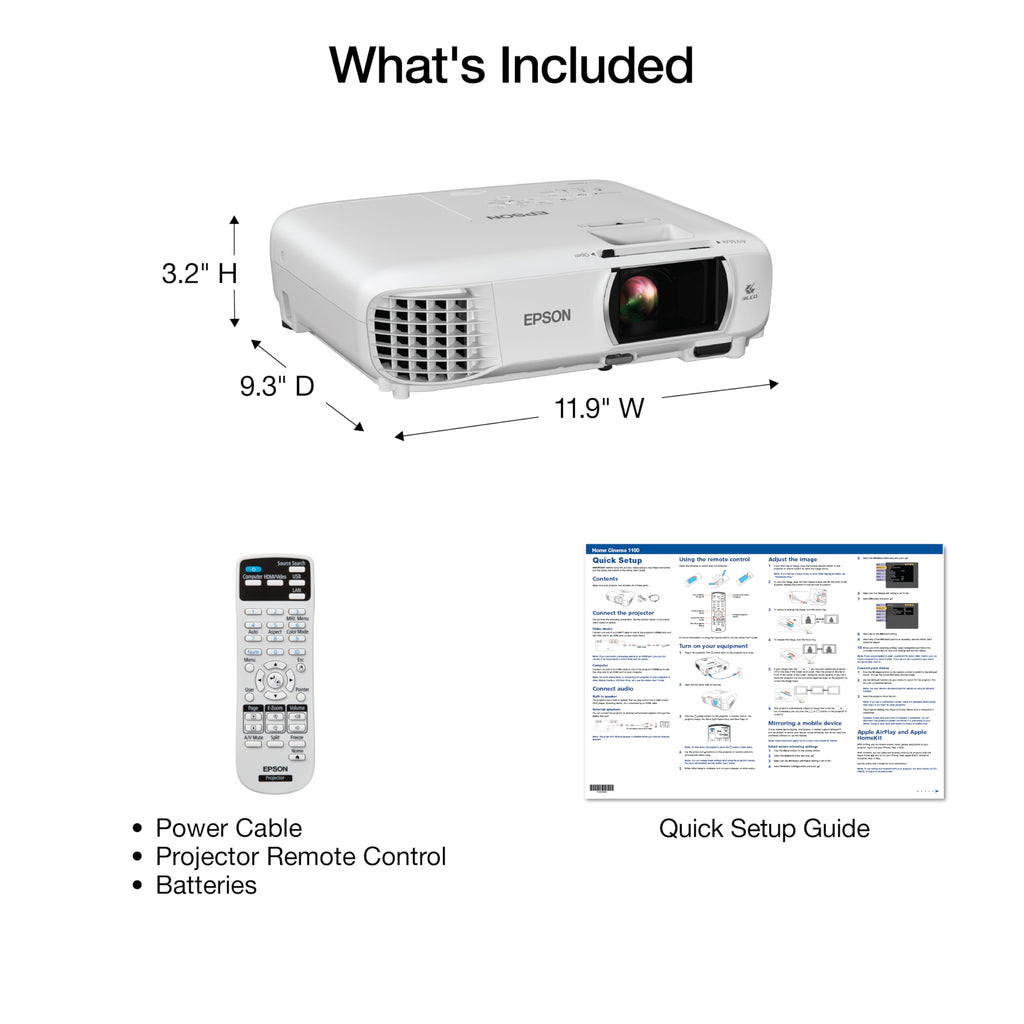 Epson Home Cinema 980 3-Chip 3LCD 1080p Projector, 4,000 Lumens Color and White Brightness, Streaming/Gaming/Home Theater, Built-In Speaker, Auto