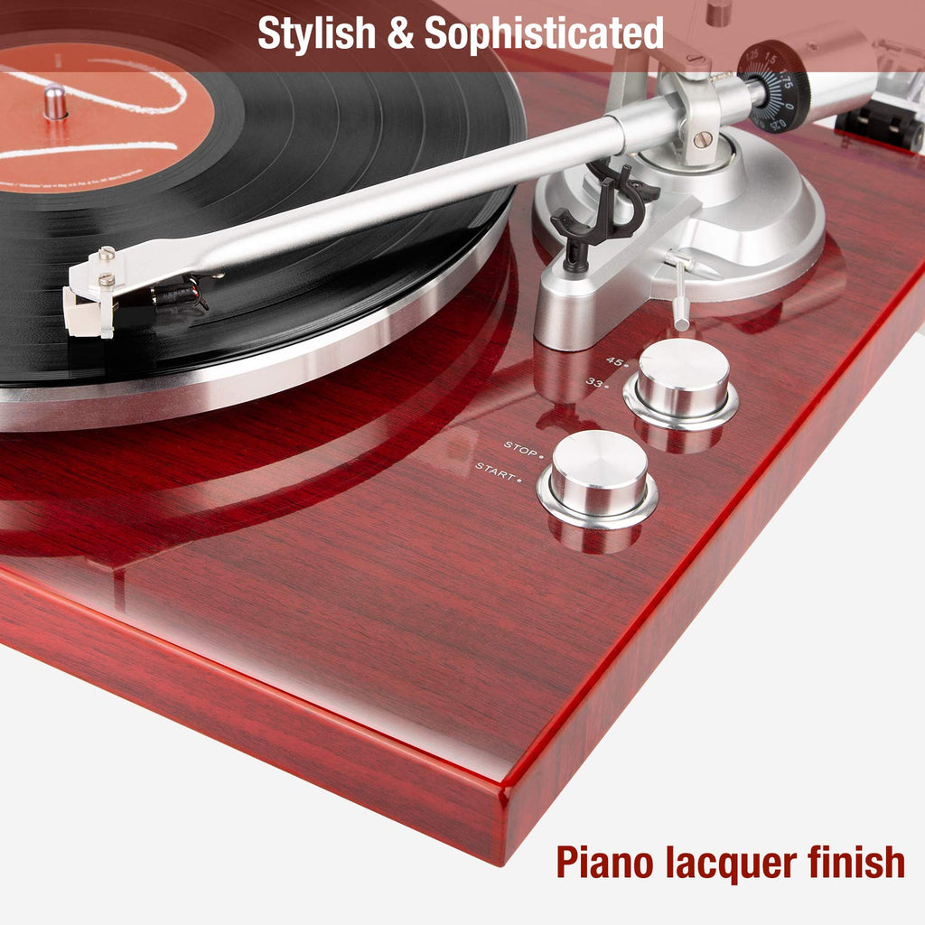 1 by ONE Belt Drive Turntable with Bluetooth Connectivity, Built-in Phono Pre-amp, USB Digital Output Vinyl Stereo Record Player with Magnetic