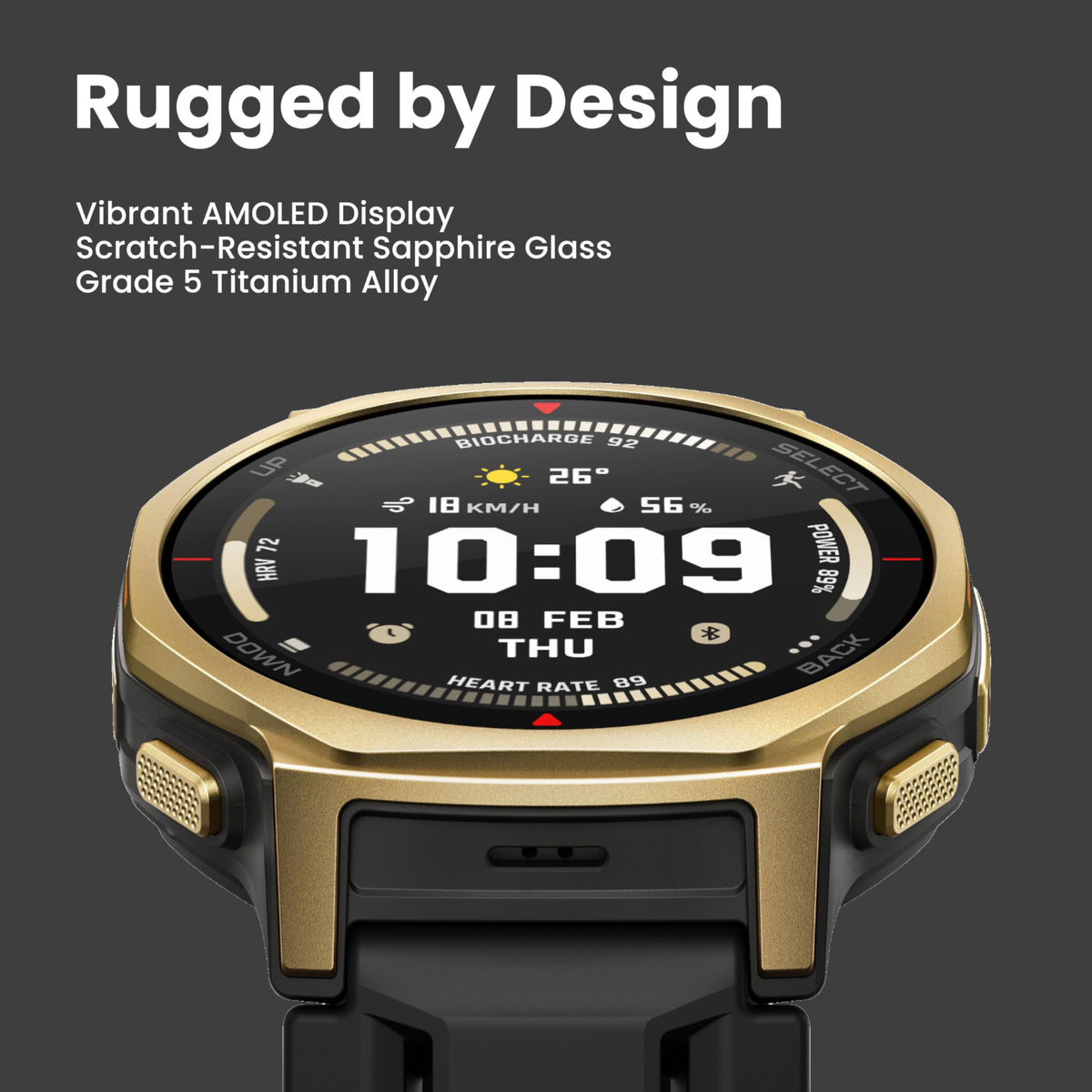 Amazfit T-Rex 3 Pro Outdoor Smart Watch 48mm Sapphire AMOLED Display, Ti Bezel, Dual Band GPS, Offline Maps, 25 Days Battery, Built-in Flashlight, 10