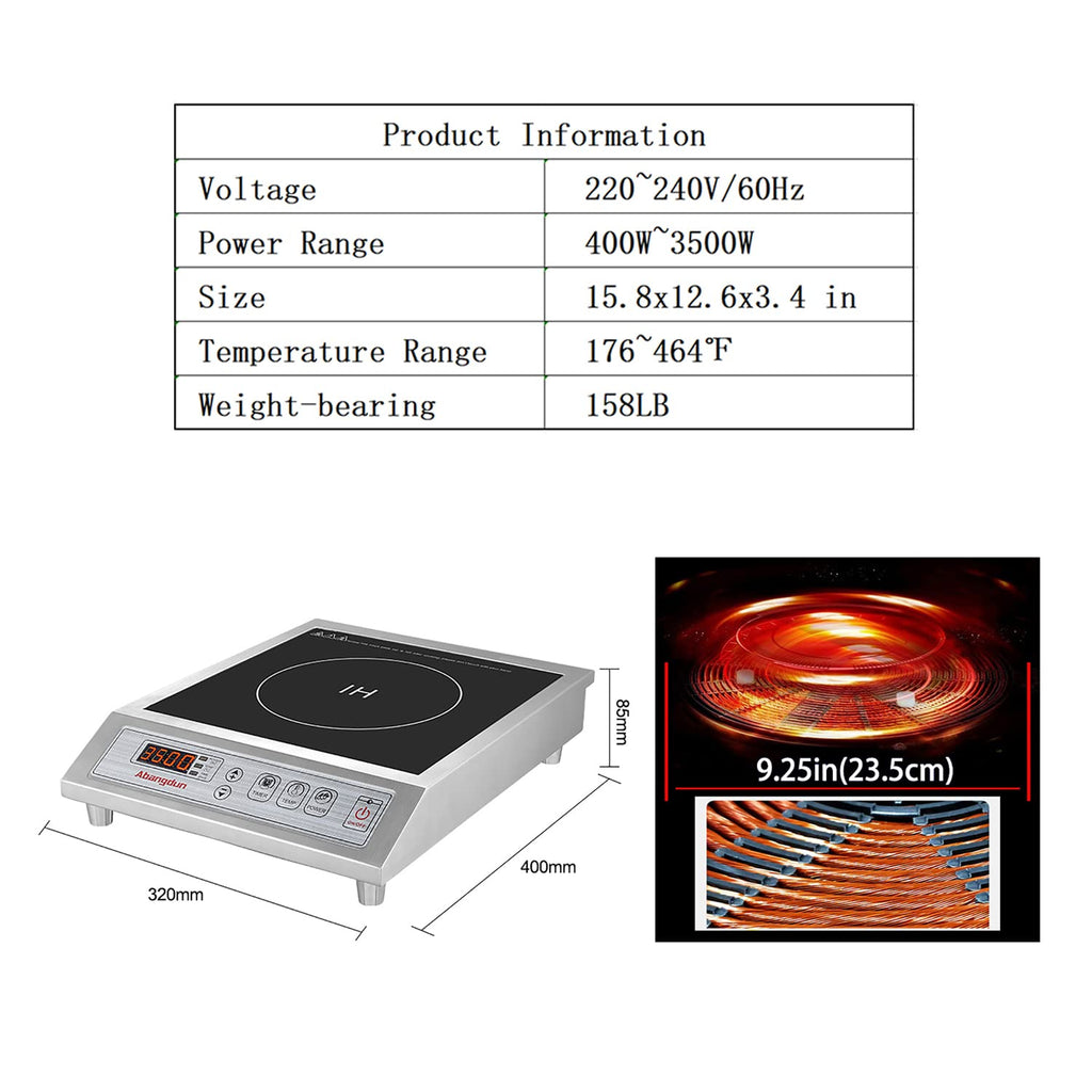 Commercial Induction Cooktop Lower Power Even Heating Hot Plate 3500W /220V Single-phase Abangdun