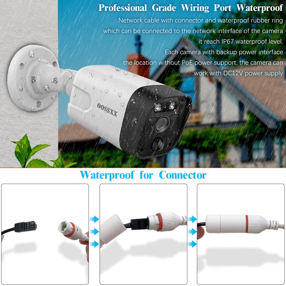 OOSSXX (4K/8.0 Megapixel & 130 Ultra Wide-Angle) 2-Way Audio PoE Outdoor Home Security Camera System Wired Outdoor Video Surveillance IP Cameras