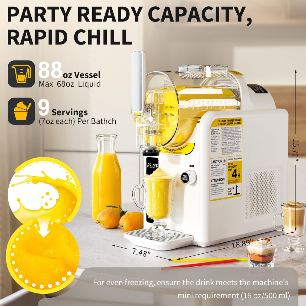 2 IN1 Ice Cream Maker Slushie Machine for Home - 88oz Slushy Machine Maker No Ice Needed Self Cleaning, Frozen Drink Machine, 5 Preset for Soft Serve