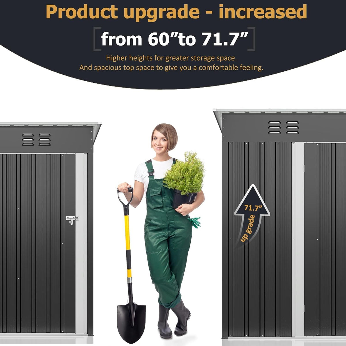 Polar Aurora 12x14 FT Outdoor Storage Shed, Garden Shed with Updated Frame Structure and Lockable Doors, Metal Tool Sheds for Backyard Garden Patio