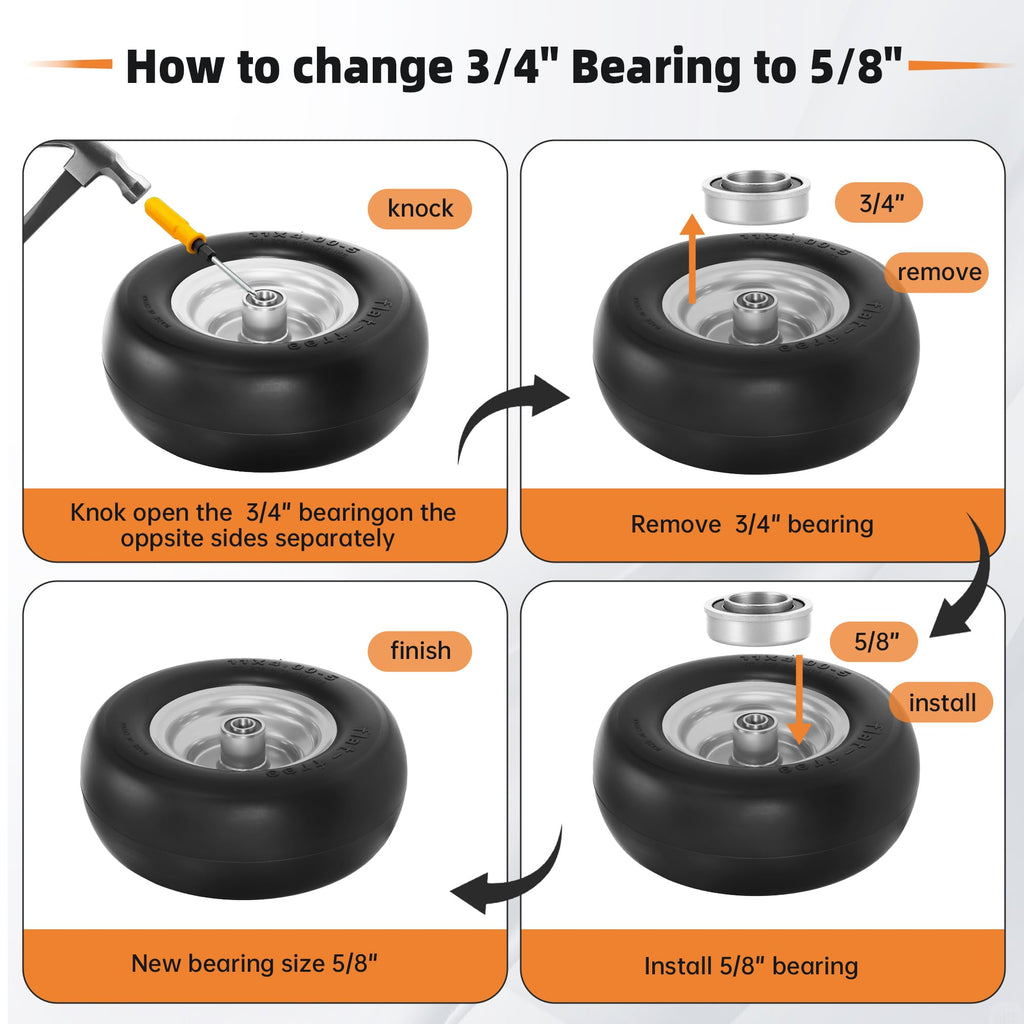 2-Pack 20x10.00-8 Tubeless Lawn Mower Rear Tire and Wheel Assembly, 4-Ply.