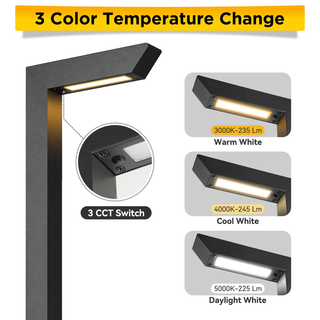 Gardencoin 3CCT LED Low Voltage Landscape Pathway Light, 12V Premium 3000K/4000K/5000K Selectable Path Lights Wired, Modern Walkway Lights Outdoor