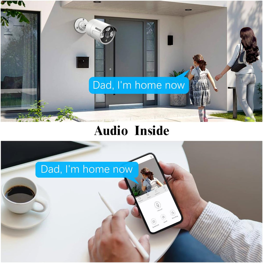 OOSSXX (4K/8.0 Megapixel & 130 Ultra Wide-Angle) 2-Way Audio PoE Outdoor Home Security Camera System Wired Outdoor Video Surveillance IP Cameras
