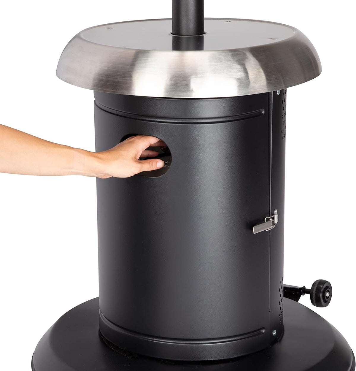Cuisinart Perfect Position Propane Patio Heater, 38,200 BTU Powerful Directional Stainless Steel Outdoor Heater with Hidden Tank and Drink Table