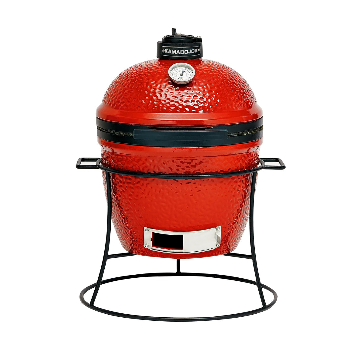 Kamado Joe Joe Jr 13.5-inch Portable Ceramic Charcoal Grill with Grill Stand, Stainless Steel Cooking Grate, Heat Deflectors and Ash Tool in Red