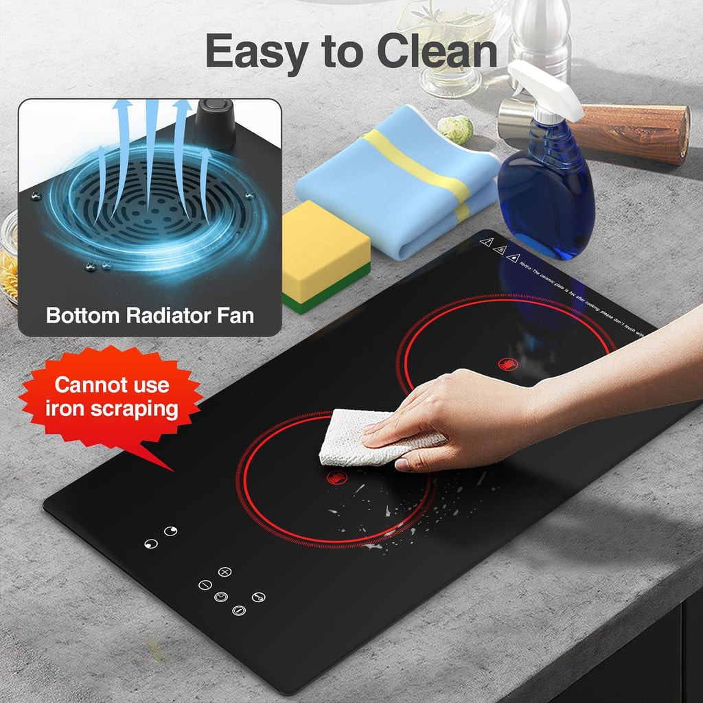 4 Burner Electric Cooktop,7200W Built-in & Countertop 4 Burner Electric Stove Top with 9 Power Levels, Child Safety Lock & 99mins Timer, 30 inch