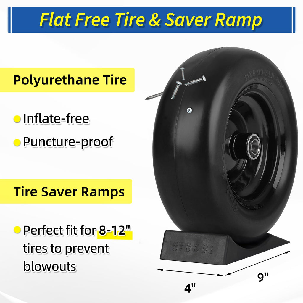 GICOOL 13x6.50-6" Flat-Free Front Tire and Wheel, for Zero-Turn Mower, 2PK