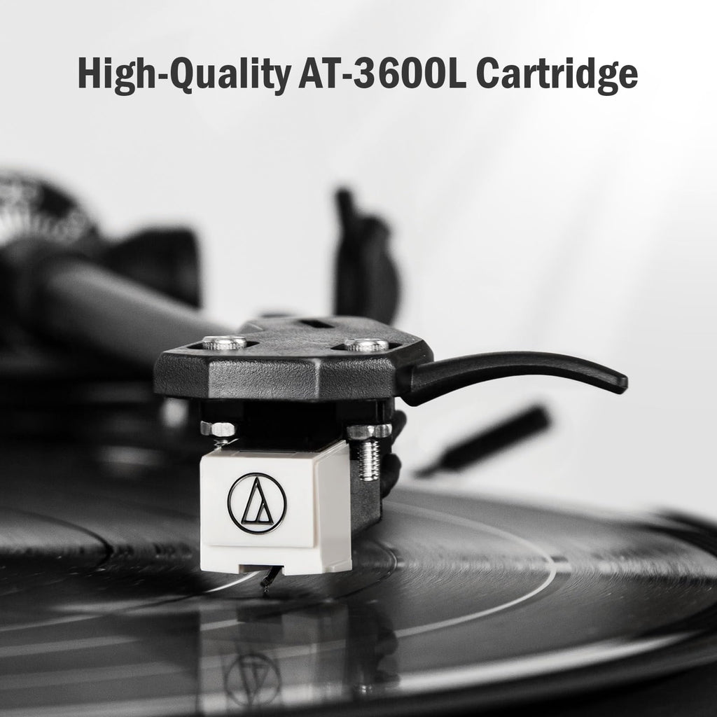 1 by ONE High Fidelity Belt Drive Turntable with Built-in Speakers, Vinyl Record Player with Magnetic Cartridge, Bluetooth Playback and Aux-in