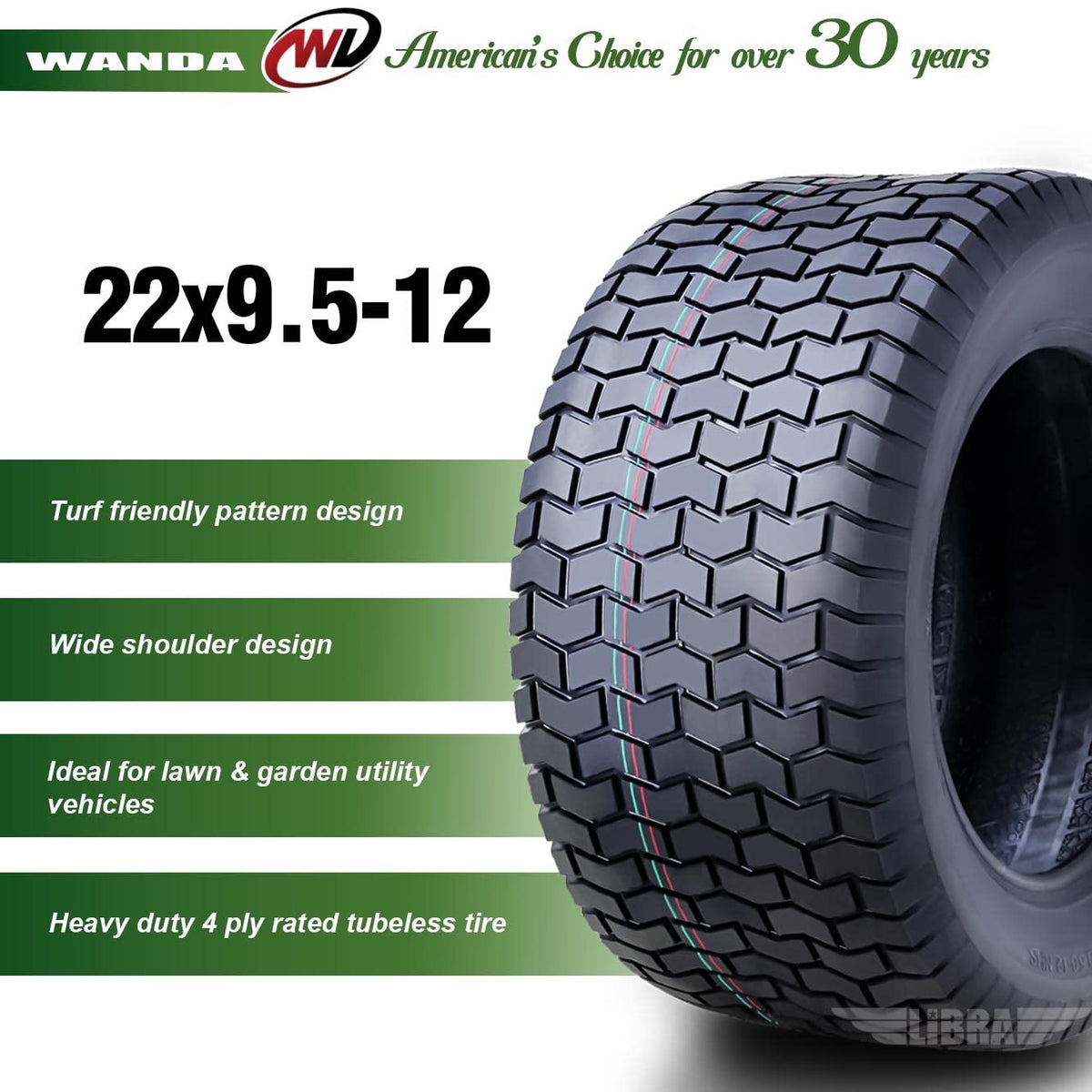WANDA Set 2 23x10.5-12 Lawn Mower Cart Turf Tires P332 /4 ply - 13049