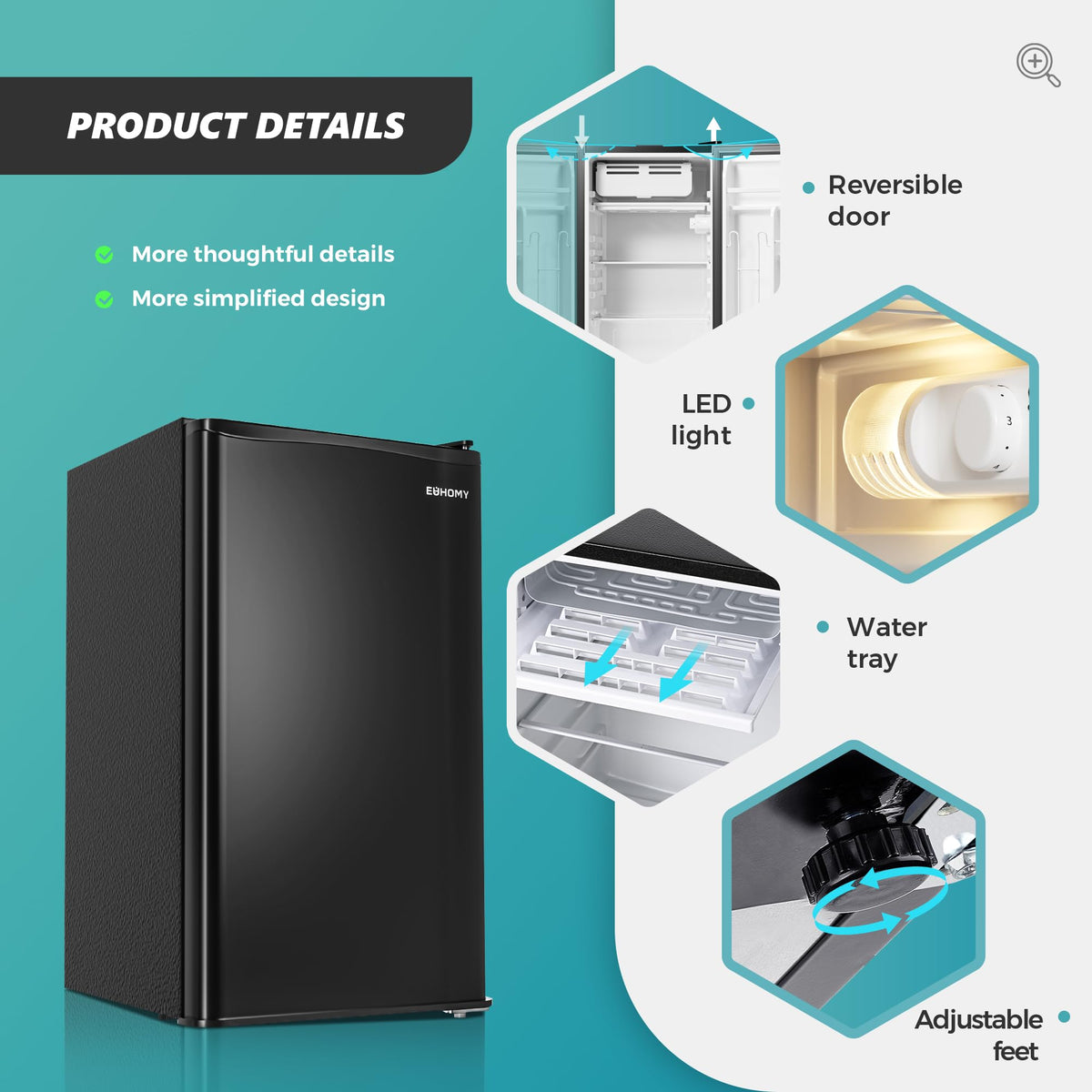 EUHOMY 7.4 Cu.Ft. Refrigerator with Freezer, 2 Door Fridge, Large Capacity,Adjustable Thermostat, Refrigerator for Kitchen/Dorm/Apartment/Garage