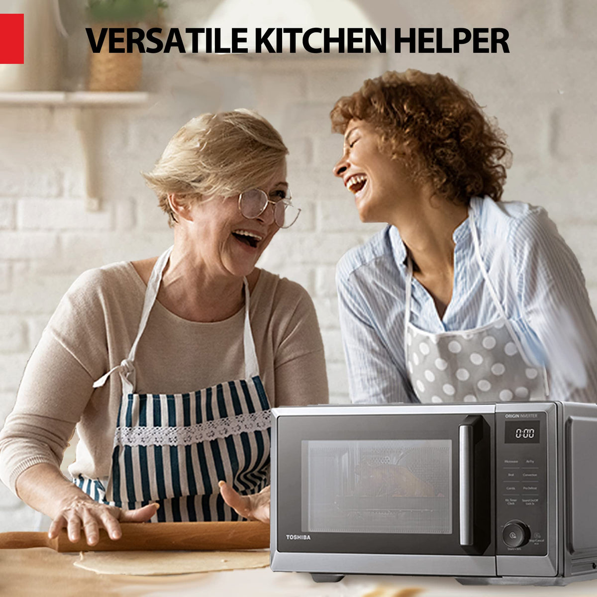 TOSHIBA 6-in-1 Inverter Countertop Microwave Oven Healthy Air Fryer Combo, MASTER Series, Air Fryer, Broil, Convection, Speedy Combi, Even Defrost