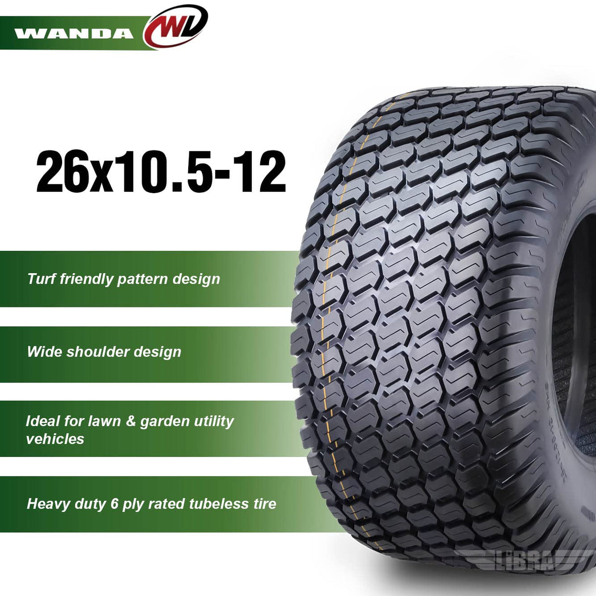 WANDA Set 2 23x10.5-12 Lawn Mower Cart Turf Tires P332 /4 ply - 13049