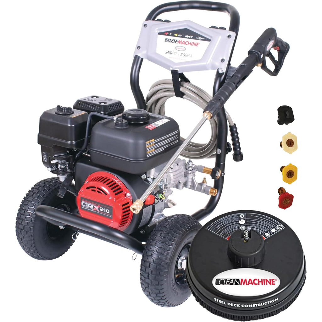 Simpson 3400 PSI Gas Pressure Washer, 2.5 GPM Residential Power Washer, Cold Water, 25' Hose, Clean Machine, 49-State Compliant (CM61083)