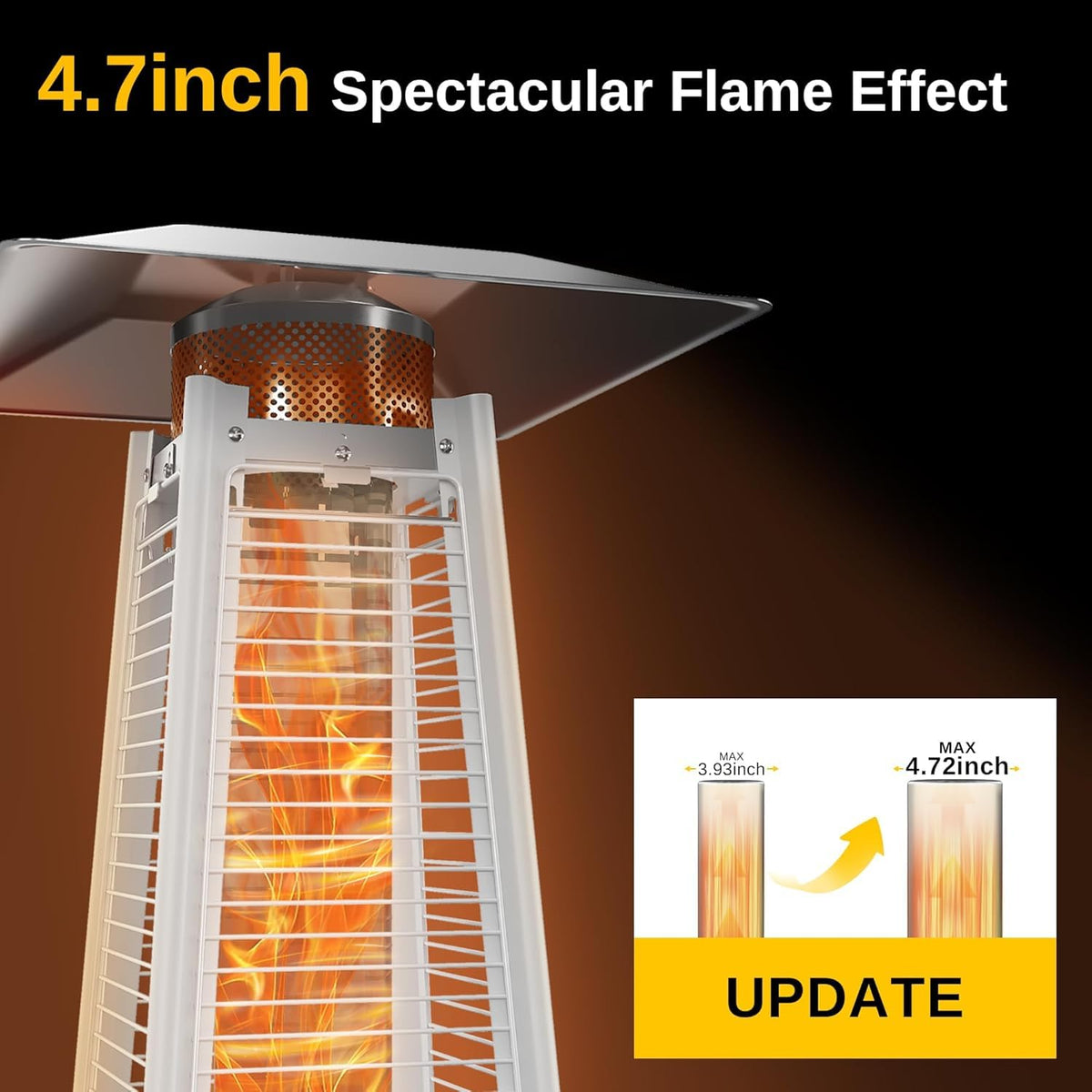 EAST OAK 48,000 BTU Pyramid Patio Heater, Quartz Glass Tube Propane Outdoor Heater with Wheels, Triple Safety Protection, 2025 Upgrade for Home