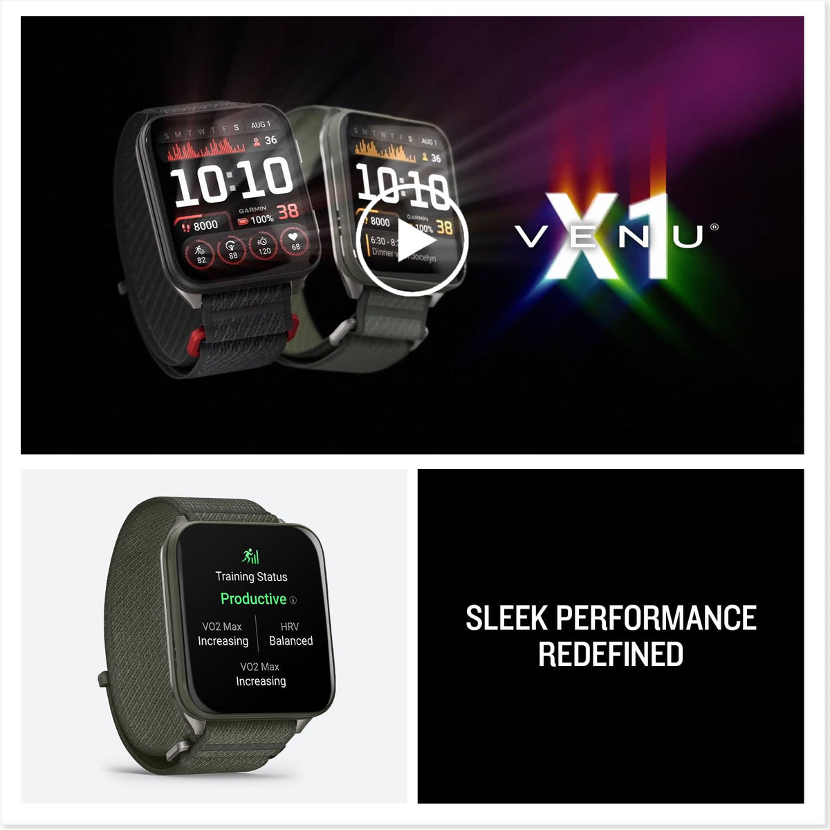 Garmin® Venu® X1, Thin and Lightweight GPS Smartwatch, AMOLED Display, Advanced Health and Fitness Features, Black with Slate Titanium