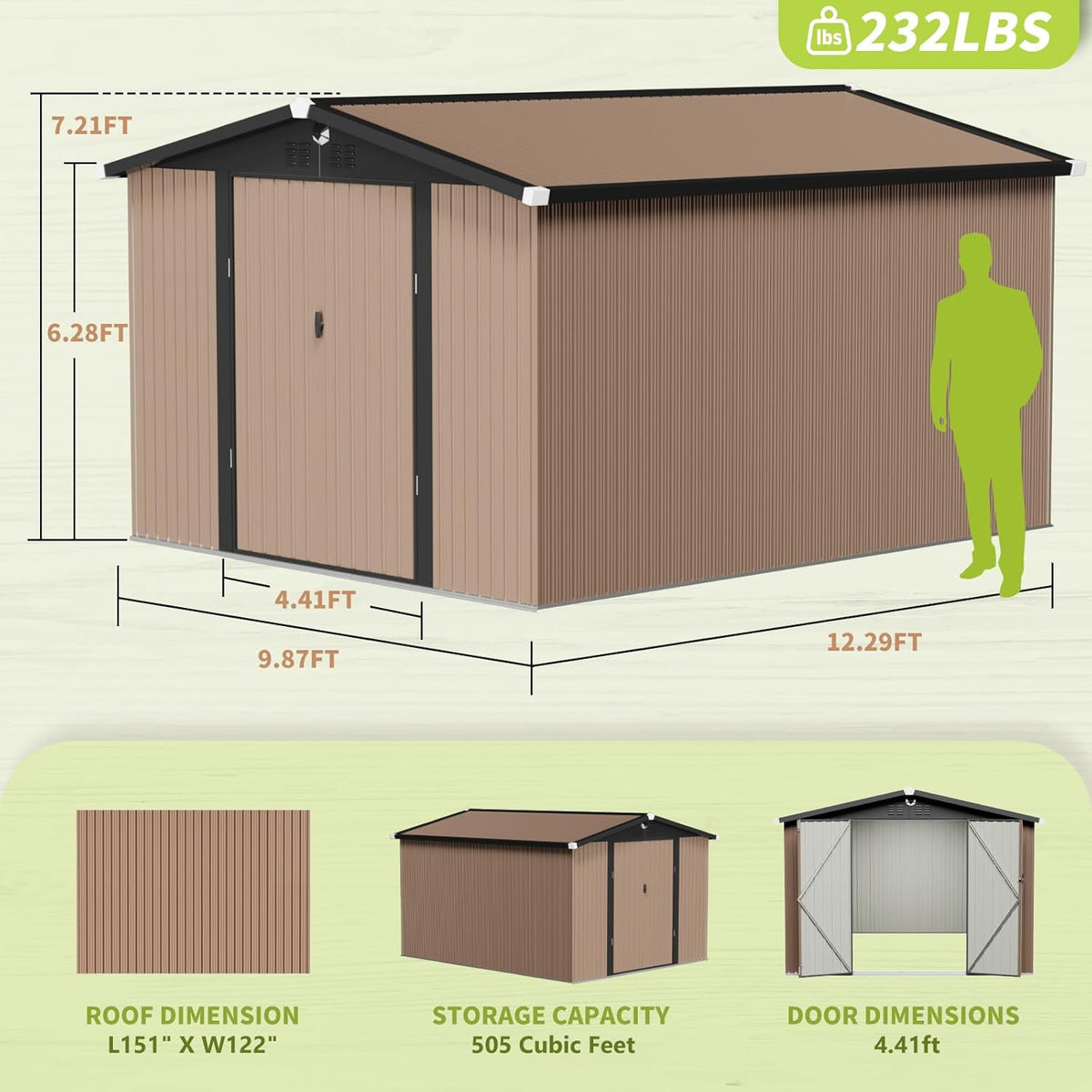 Metal Storage Shed,10x12 Outdoor Storage Building,Large Backyard Sheds with Lockable Door,Waterproof Outside Storage Shed