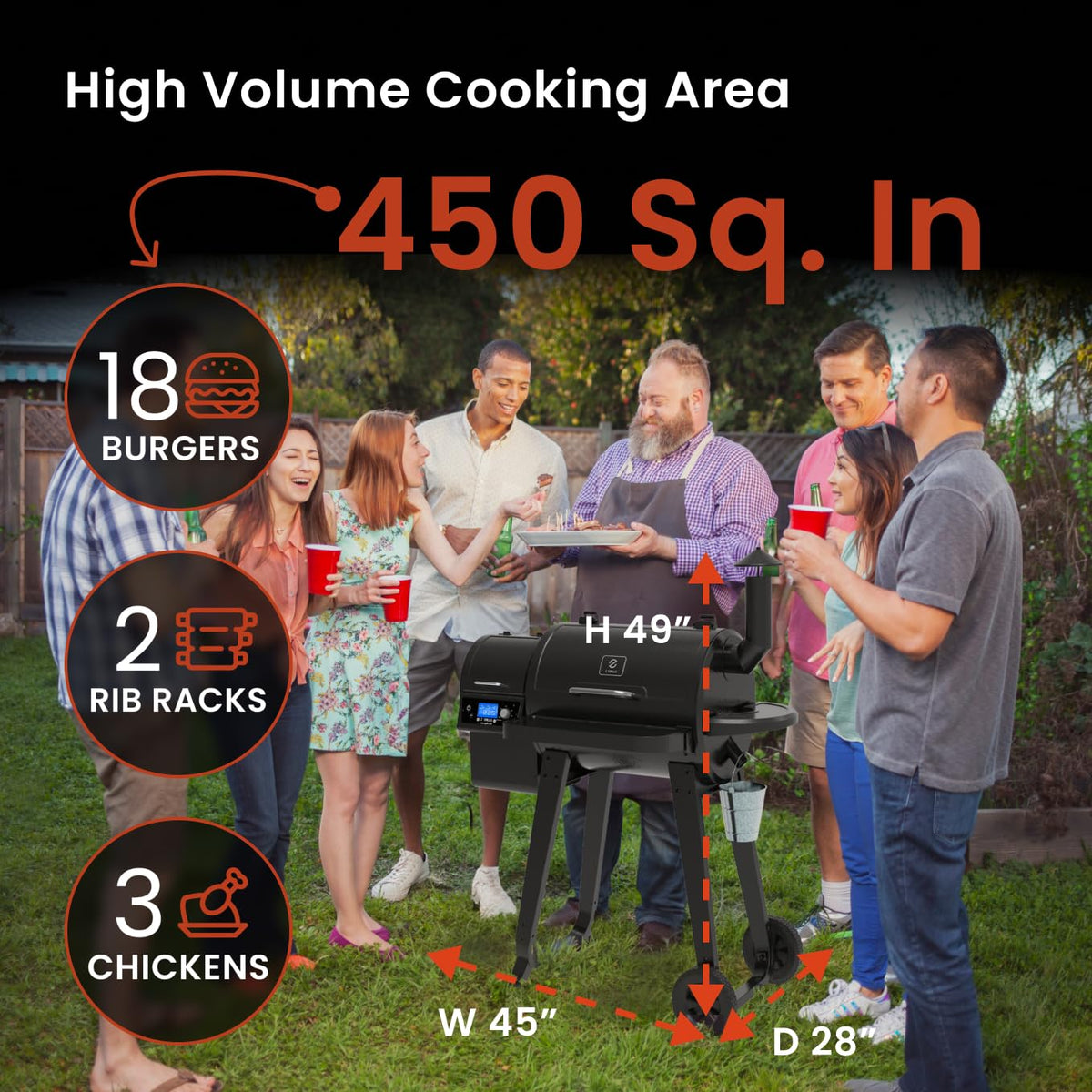 Z GRILLS ZPG-450A2 Wood Pellet Grill & Smoker, PID V3.0 Controller, 459 Sq in Cook Area, Foldable Shelf, Meat Probe, Rain Cover, 8 in 1 BBQ Grill