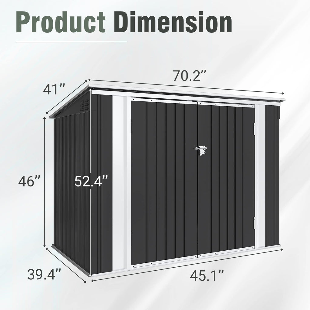 Greesum Outdoor Storage Shed 6 x 8 ft. Utility Tool Shed Metal Storage Garden Shed with Door & Lock for Patio Storage, Brown