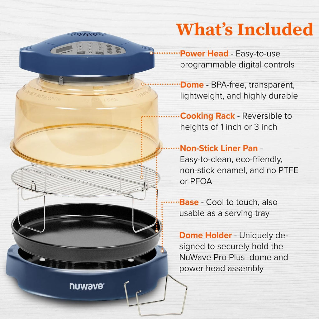 Nuwave Oven Pro Plus Air Fryer, Infra-Red Countertop, 2025 Advanced Convection, No Defrosting or Preheating, Cook Fresh or Frozen, Durable Power Dome
