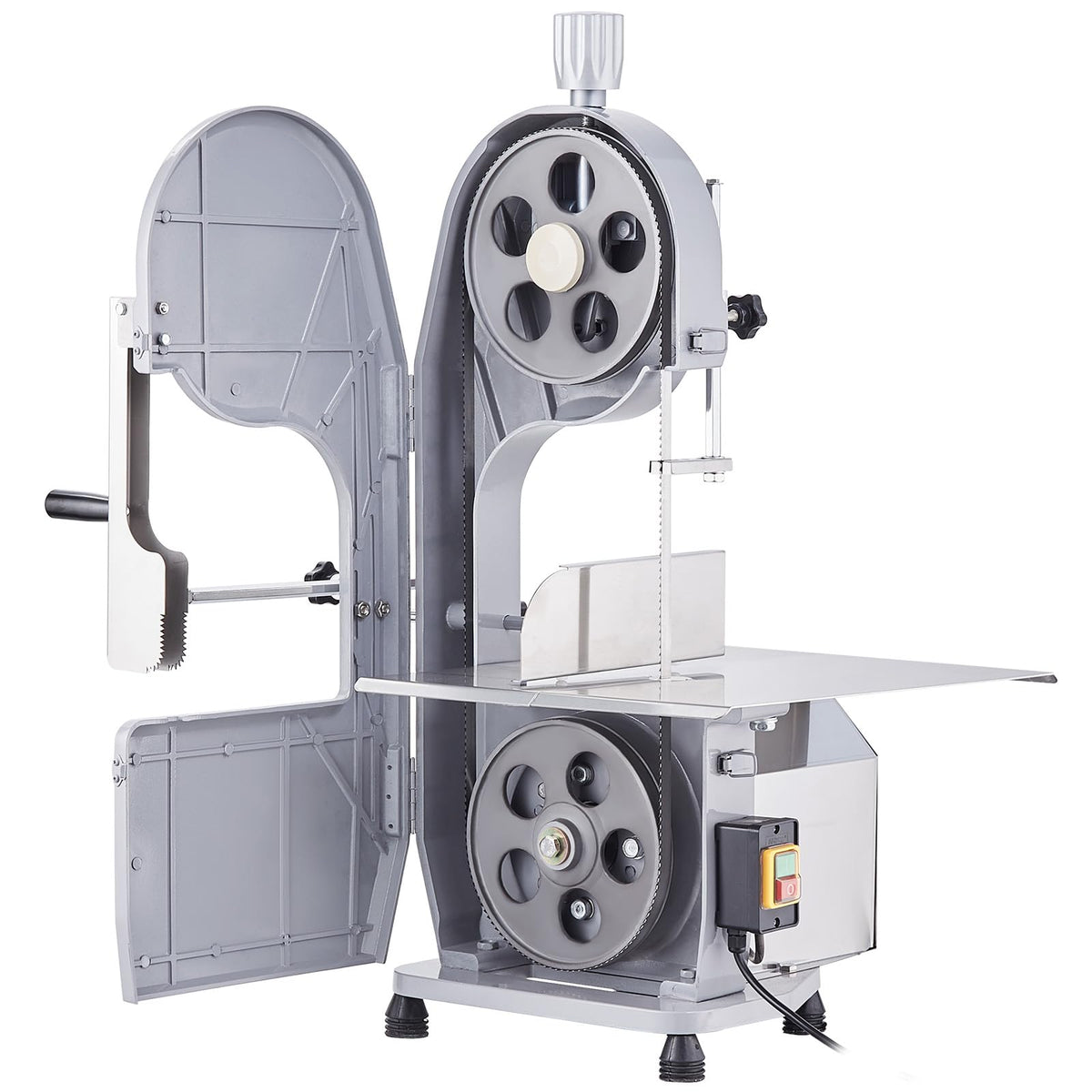 Commercial Electric Meat Bandsaw, 1500W Stainless Steel Countertop Bone Sawing Machine, Workbeach 19.3" x 15", 0.16-7.9 Inch Cutting Thickness