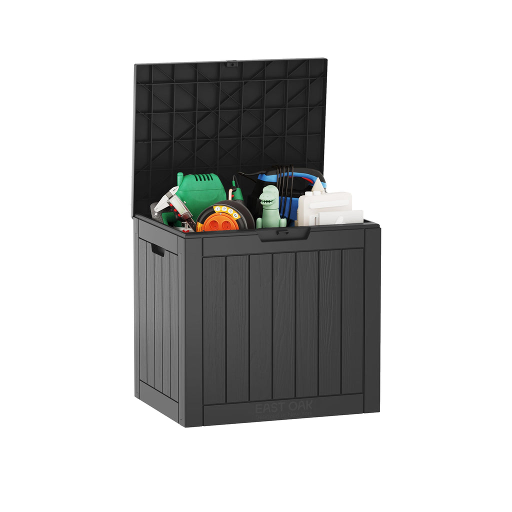 EAST OAK Outdoor Storage Box, 120 Gallon Deck Box with Stainless Steel Rods Large Resin Storage Bin for Patio Cushions, Garden Tools, Waterproof and