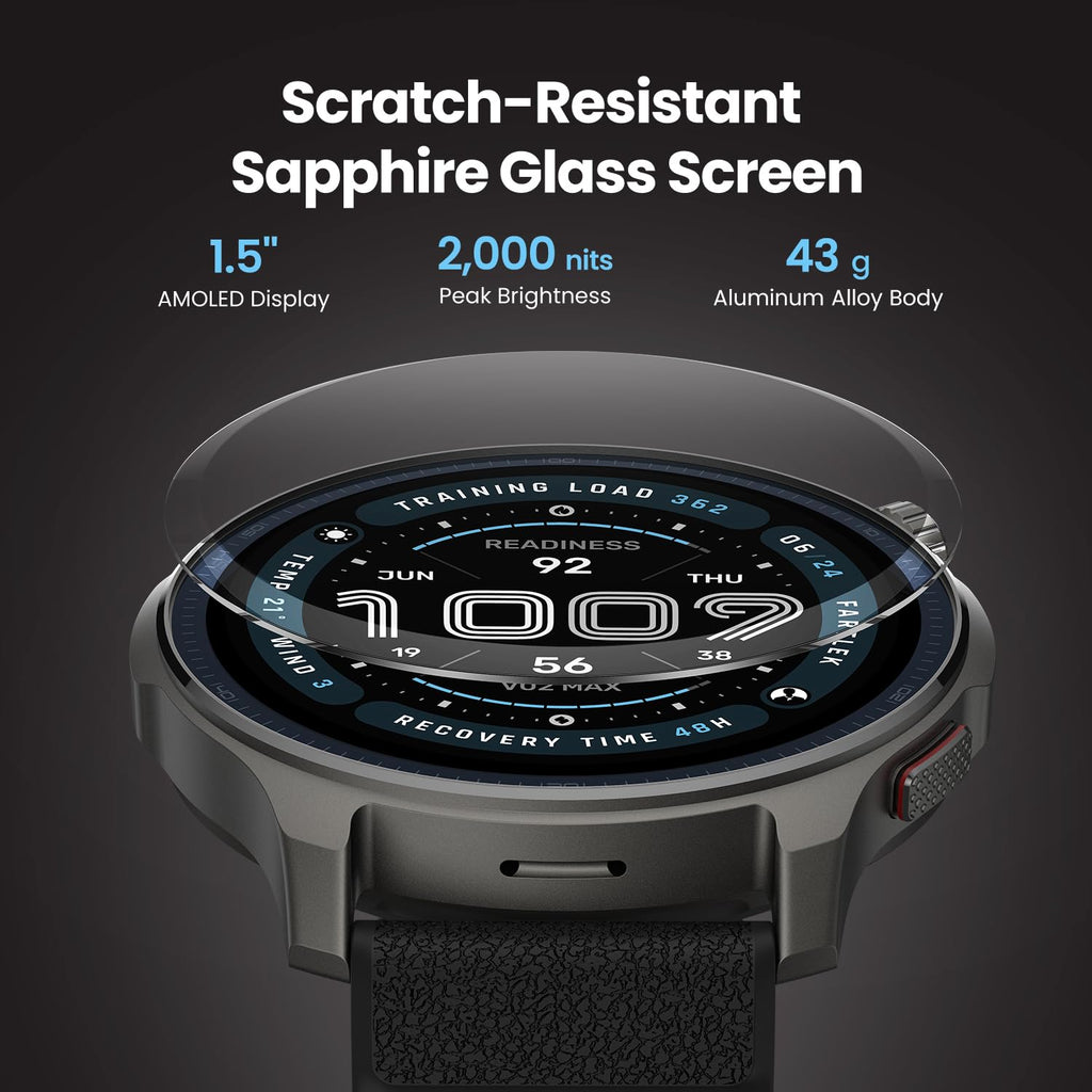 Amazfit Balance 2 Smart Watch 47mm AMOLED Sapphire Glass Display, Offline Maps, Dual Band GPS, 21 Days Battery, 170+ Sport Modes, Hyrox & Golf Mode