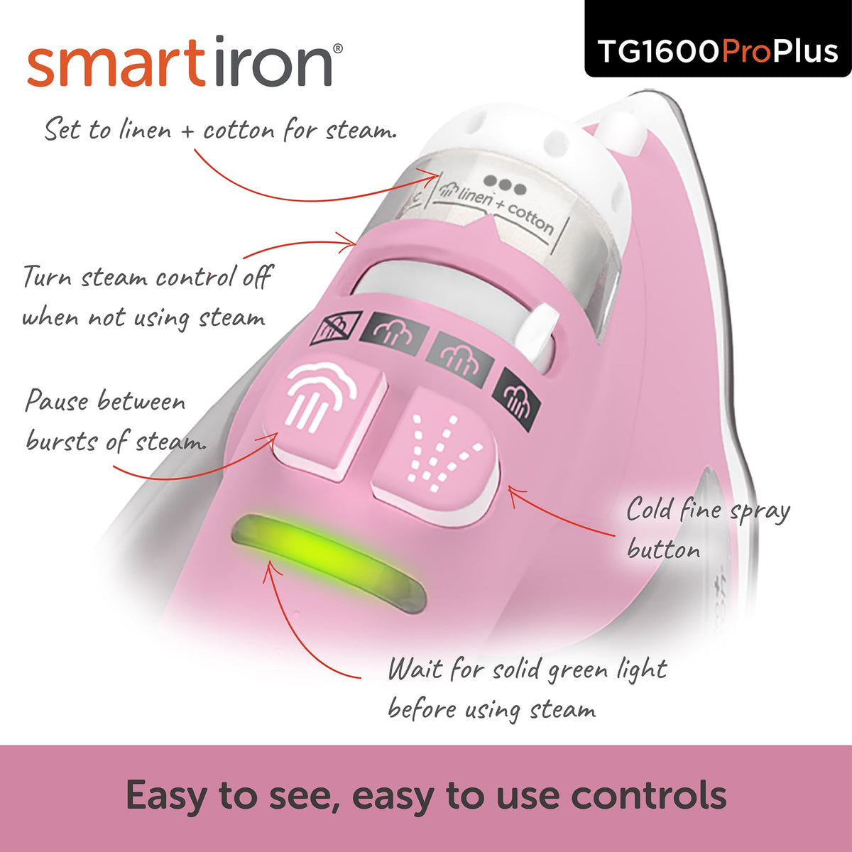 oliso TG1600 ProPlus Smart Iron with Auto-Lift C 1800 Watt Steam Iron for Clothes, Sewing, Quilting & Crafting C Diamond Ceramic-Flow Soleplate